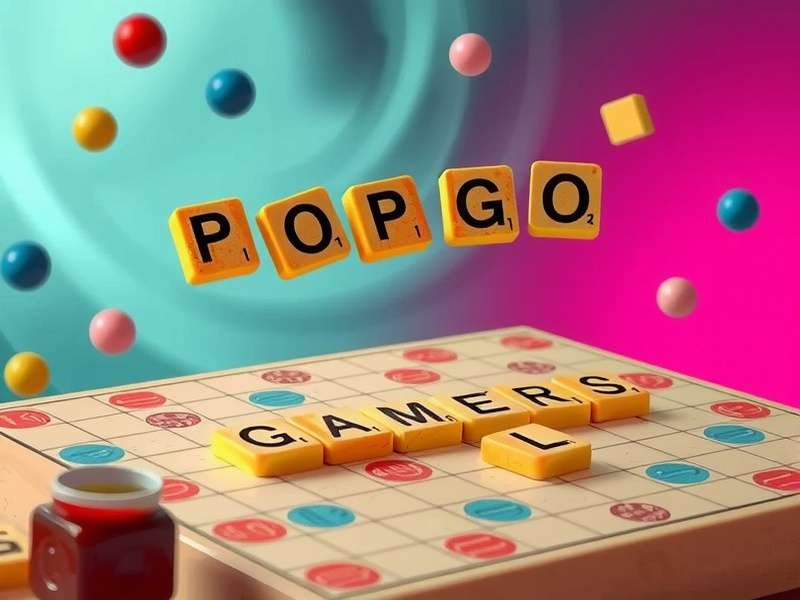 Pogo Scrabble gameplay interface showing word tiles and scoreboard