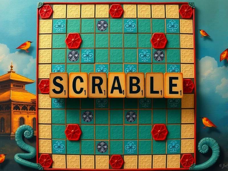 Digital Scrabble board on a tablet with letters