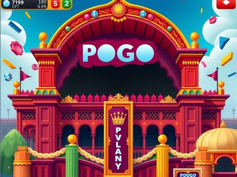 Vibrant collage of popular Pogo game screens like Bejeweled and Poppit