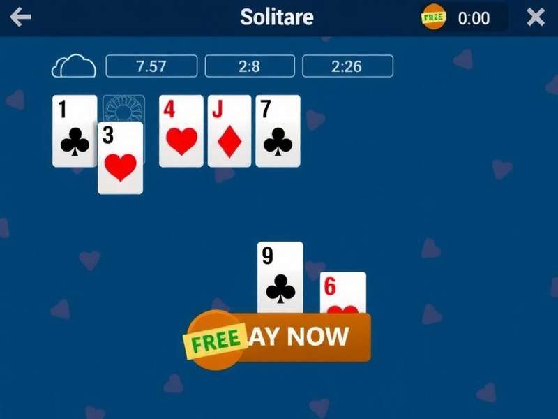 Vibrant screenshot of Pogo Solitaire game showing cards, score, and power-ups