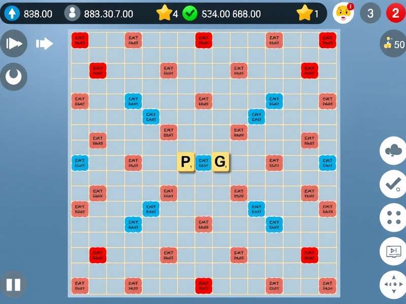 Pogo Scrabble game board with high-scoring words