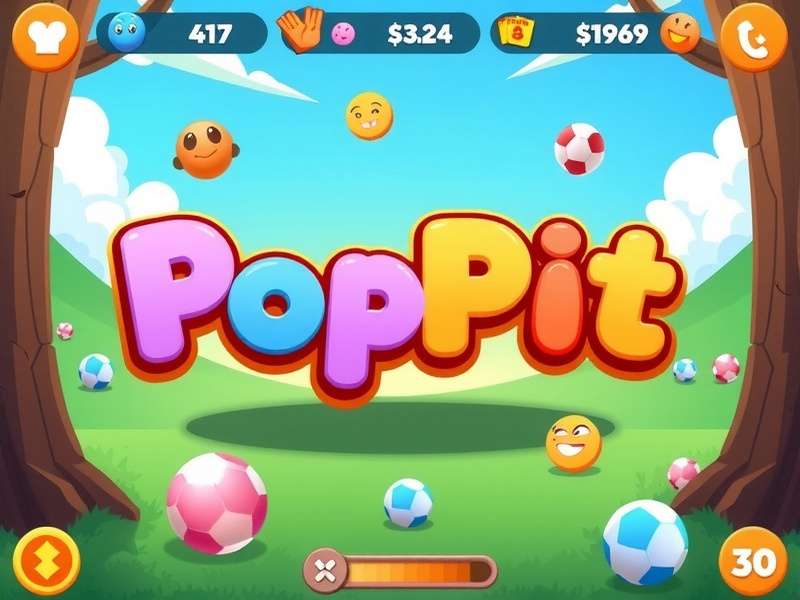 Colorful bubble puzzle game Poppit in action on a screen