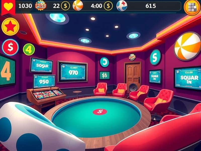 Vibrant collage of popular Pogo games interface showing puzzles, word games, and avatars