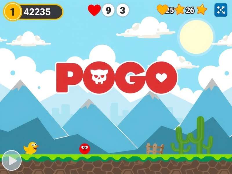 A vibrant collage of popular Pogo game interfaces including Scrabble Blast and Bingo Luau