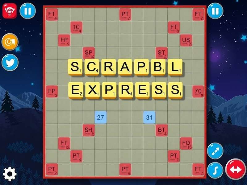 Pogo Games Scrabble Express gameplay interface showing word tiles, timer and score for Indian players
