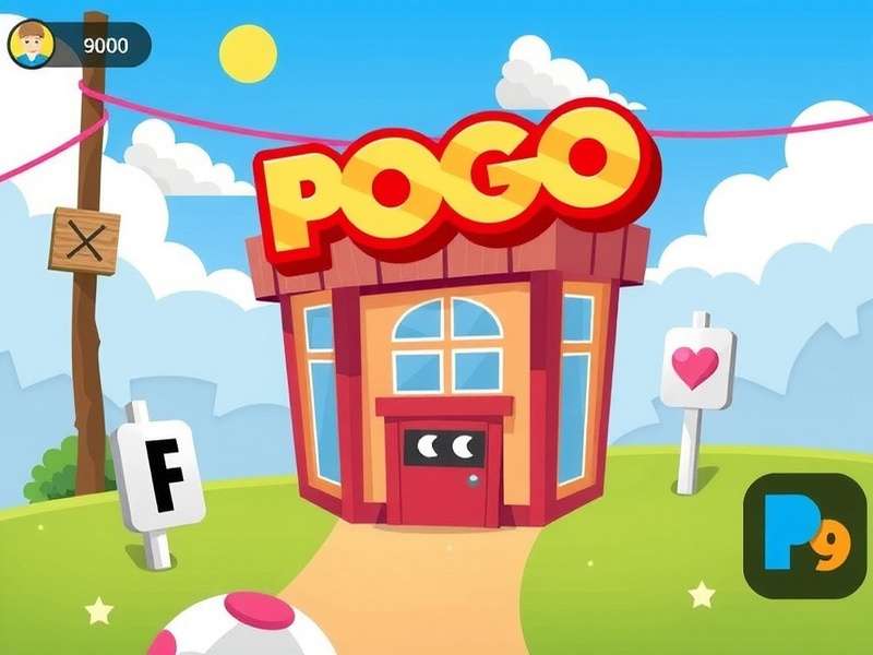 Pogo Games app interface displayed on a mobile device and a laptop, showing casual gaming experience